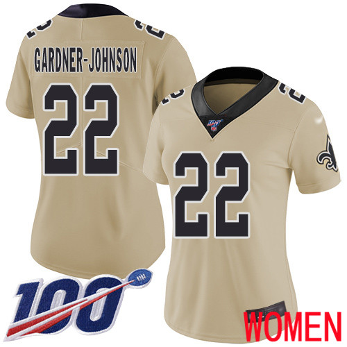 New Orleans Saints Limited Gold Women Chauncey Gardner Johnson Jersey NFL Football #22 100th Season Inverted Legend Jersey